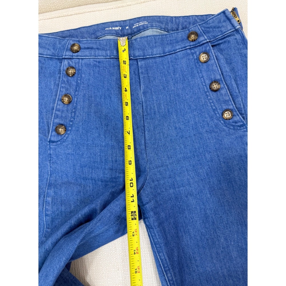 Old Navy Jeans Womens 10 Sky-Hi Wide Leg Sailor Button Denim Excellent - Picture 3 of 8